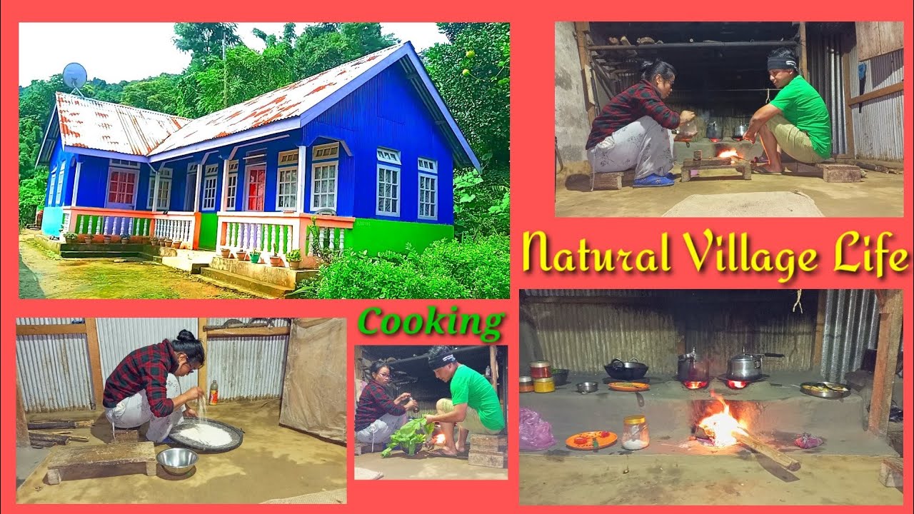 Natural Cooking Food In Their Village Style On Fire🔥Wood/Pork Meat With