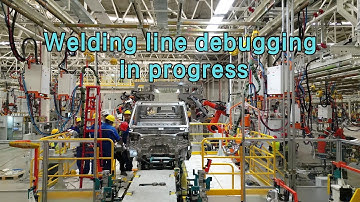Equipment debugging for white body welding line.#welding #automobile #robot