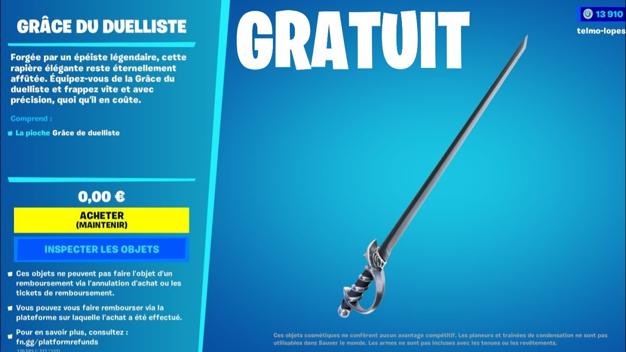 Grace du duelliste Fortnite, comment avoir la pioche gratuitement ?