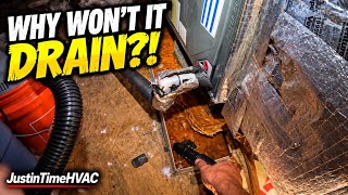 HVAC Drain Pan FULL of Water! I Found the Problem Immediately.