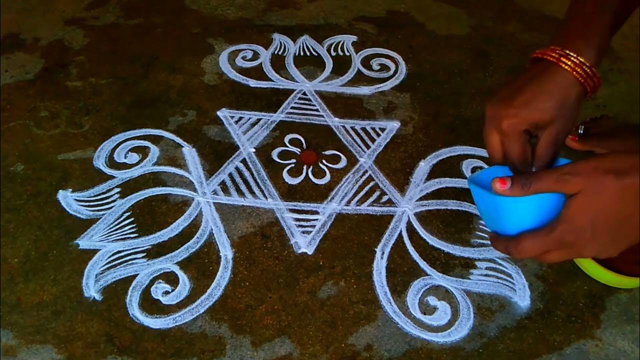 Maasimadham special beautiful flower rangoli easy kolam ...