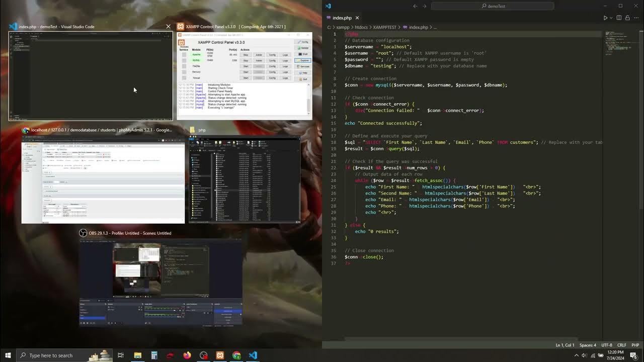 Connect XAMPP Apache/SQL Database to PHP file in Visual Studio Code(VSC ...