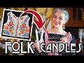 Painting my own House Warming Gift 🕯🔥🛖 (Pun Intended) DIY Painted Candles with Folk Flowers