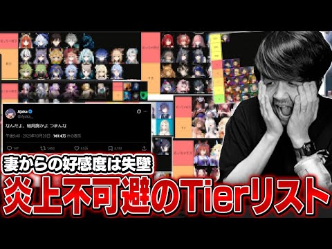 【あの漫画も参戦】配信人生をかけたゲームキャラクターTierリストを作って自身の好きなタイプを知ろうとするk4sen