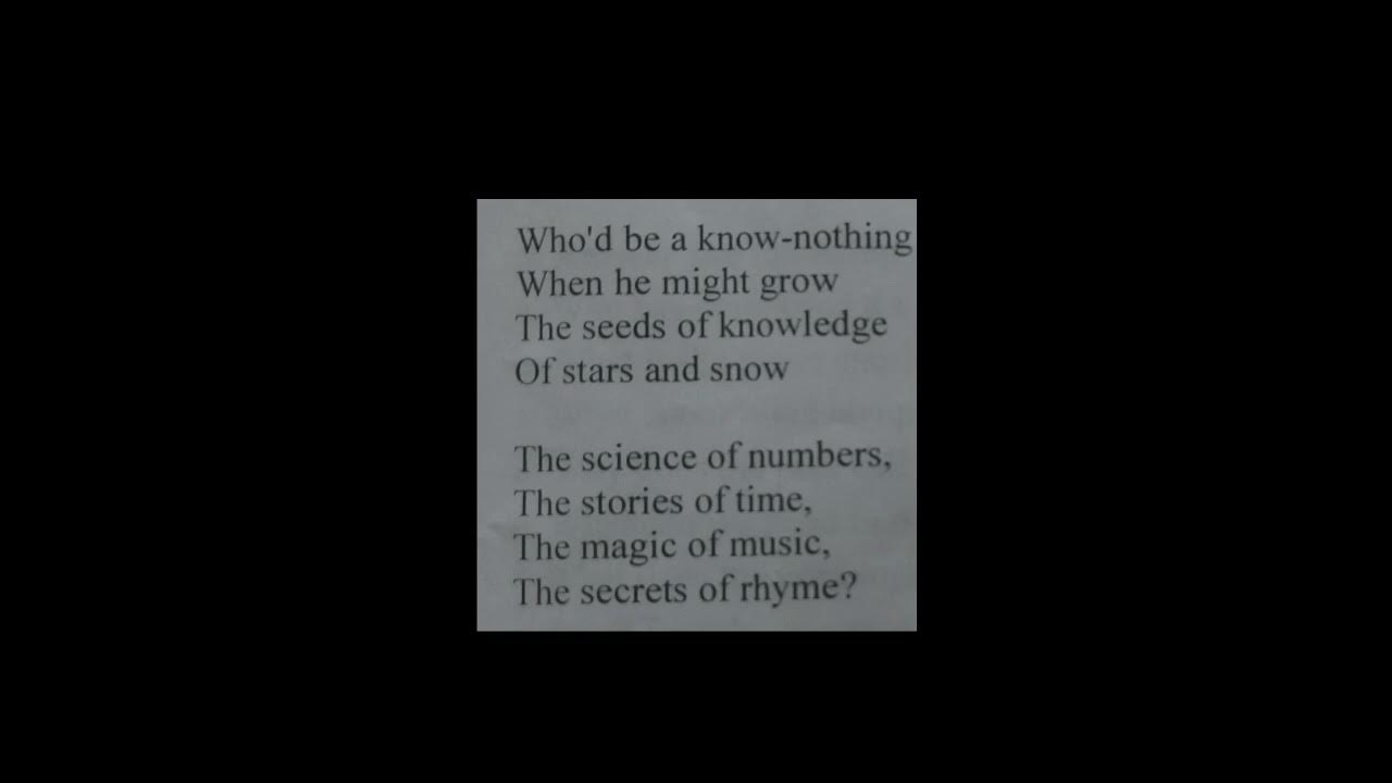 How to sing knowledge poem by eleanor farjeon youtube
