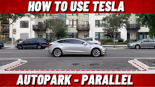 how to use tesla autopark - parallel