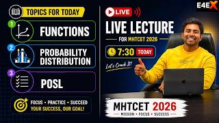 MHTCET 2026 LIVE | Functions + Probability Distribution + POSL | May Attempt Maths Marathon 🔥