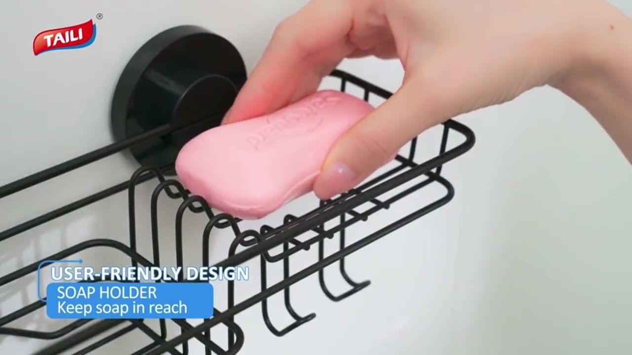 TAILI Shower Caddy Suction Cup 2 Pack with Hooks & Soap Holder, Heavy