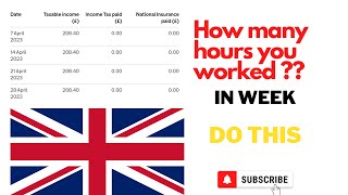 How to check how many weekly hours you worked in UK? Work on NI