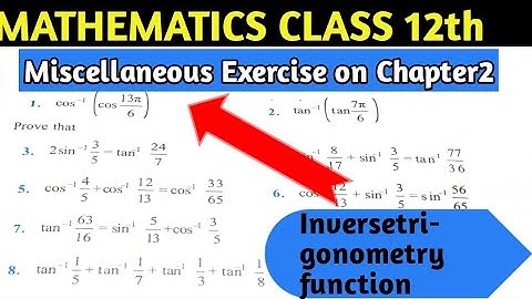 #inversetrigonometricfunctions #chapter2 Inverse trigonometric function miscellaneous Ex.class 12.
