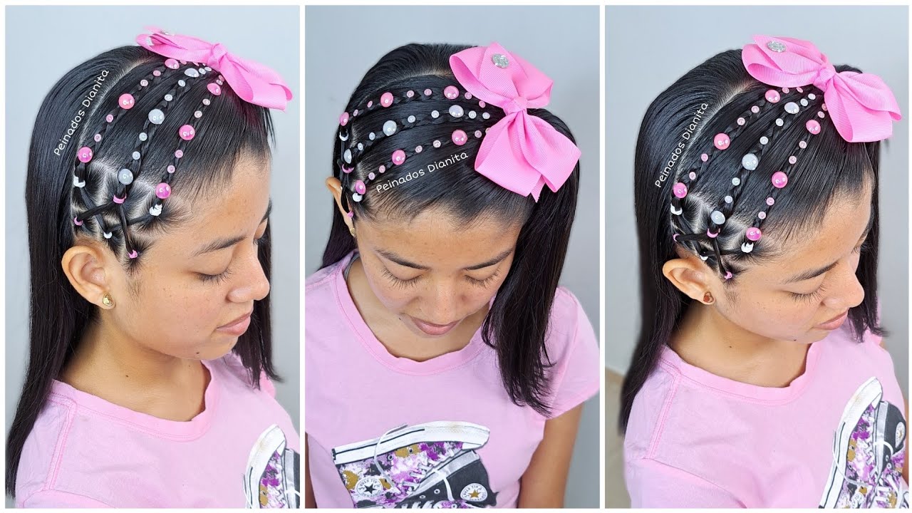 peinado para niñas facil con ligas 🎀✨ | peinado en 5 minutos 😍❤