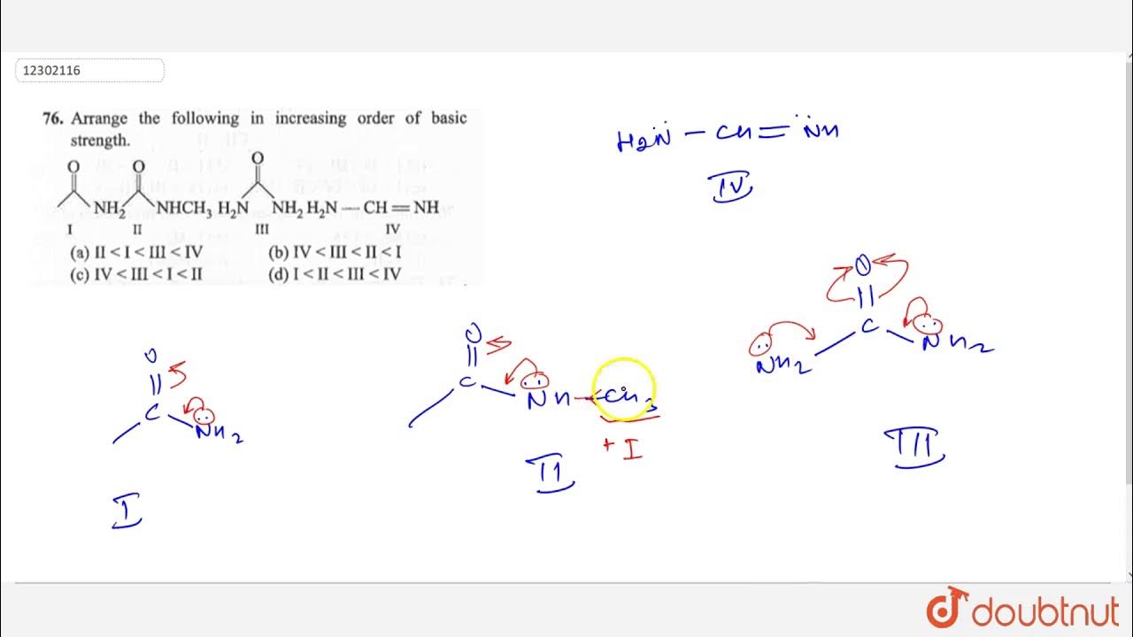 Arrange the following in increasing order of basic strength - YouTube