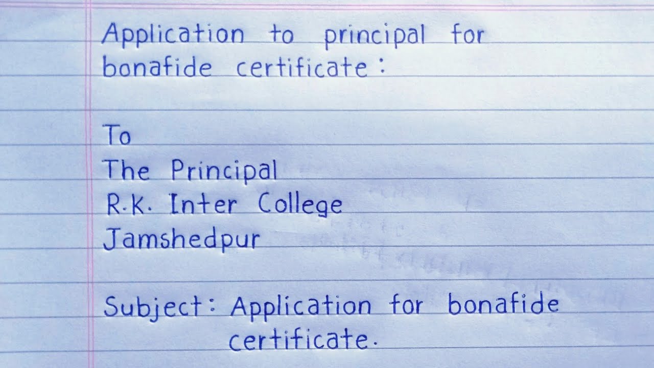 how to write application for bonafide certificate from college