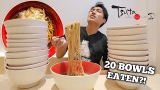 INSANE RAMEN EATING RECORD! | 20 Bowls of Ramen Eaten Solo! | Japanese Ramen Eating Challenge