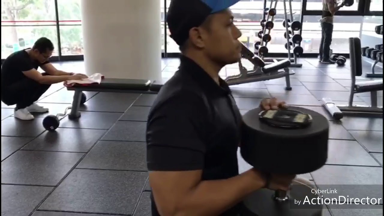 60kg Dumbbell Single Arm Bench Press And 25kg Plate Single Arm