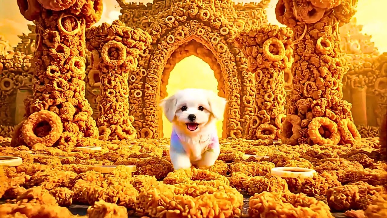 Puppy Explores GIANT Food World! 🍗🍦🍕 (Satisfying ASMR)