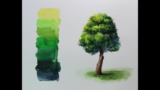 (수채화 기초) 흘리기, 번지기 기법을 활용한 나무그리기 / 풍경수채화 (Tree watercolor using shedding technique)