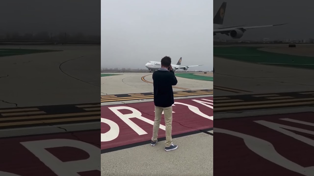 Check this out !  Lufthansa Boeing 747-8 taking off.  