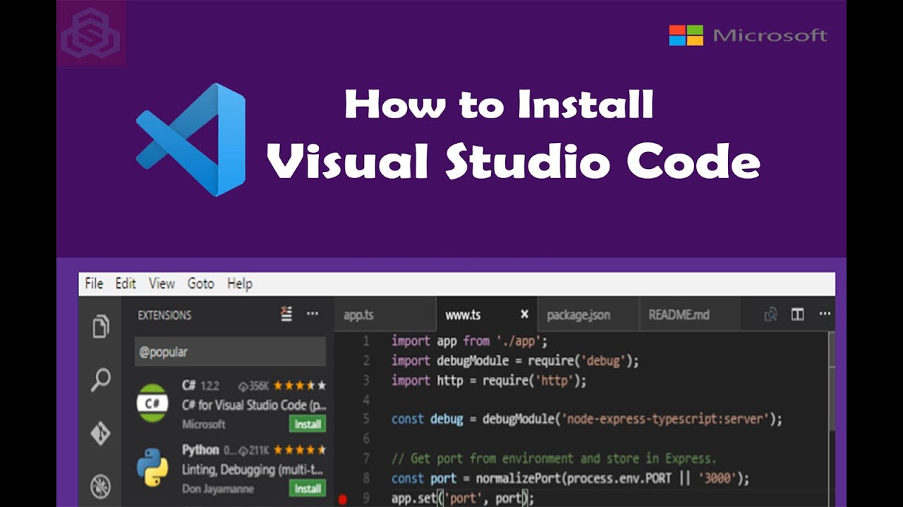 Visual Studio code download for PC.