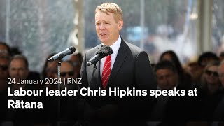 Labour Party leader Chris Hipkins speaks at Rātana