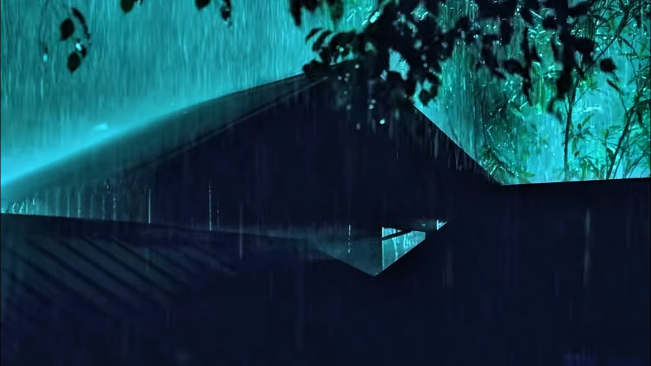 Falling asleep in 3 minutes⛈️ heavy rain and thunder on a tin roof to relieve stress and sleep sound