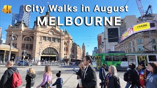 Walkthrough Melbourne City CBD in August Australia 4K Video