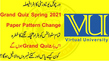 VU Big decision about Grand Quiz / VU Change Paper Pattern of Grand Quiz . It