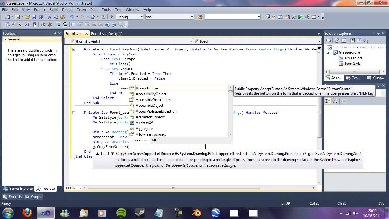 Visual basic screensaver tutorial - YouTube