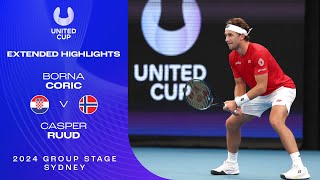 Borna Coric v Casper Ruud Extended Highlights | United Cup 2024 Group F