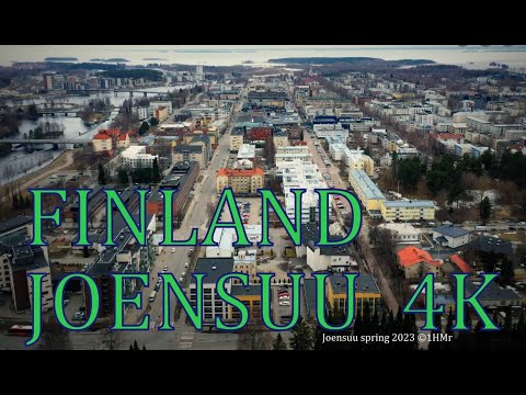 Joensuu spring 2023 Finland seen from air 4K drone scenery