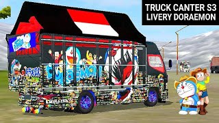 REVIEW BUSSID TRUCK CANTER FULL STICKER MEDIAFIRE || BUSSID TRUCK CANTER TERBARU LIVERY DORAEMON