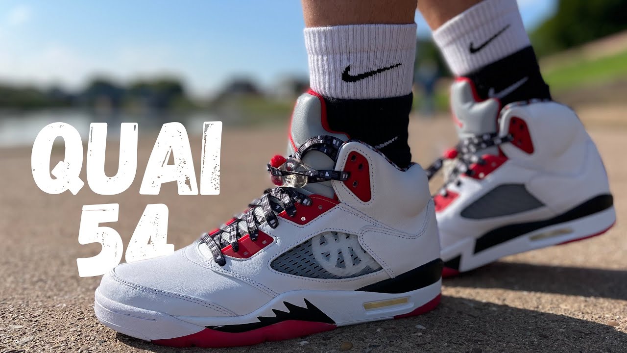 SUPER CLEAN! Jordan 5 Quai 54 Review \u0026 On Foot - YouTube