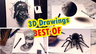 Most viewed painting videos/ Part 1 Spider, 3D Drawings of Glass of water, Darth Vader Star Wars