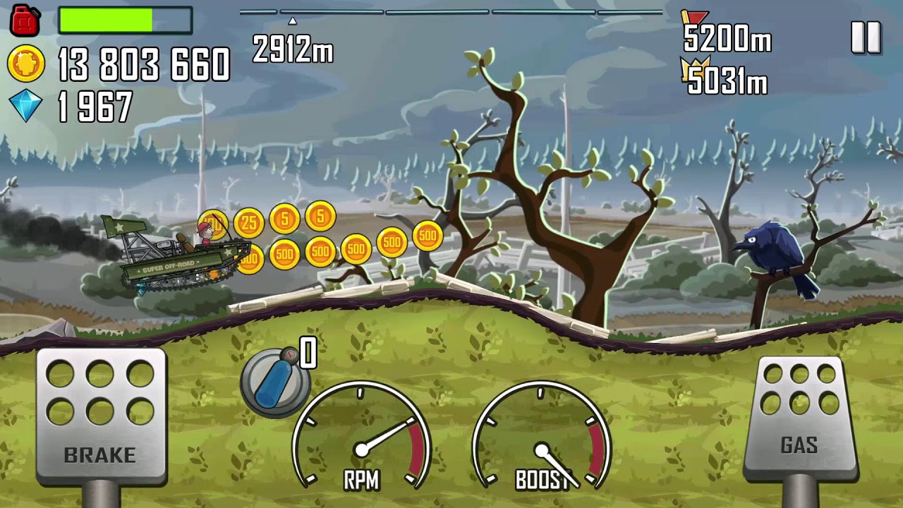 Hill Climb Racing \ Трясина \ 5975 метров на Супер Внедорожнике [HD]