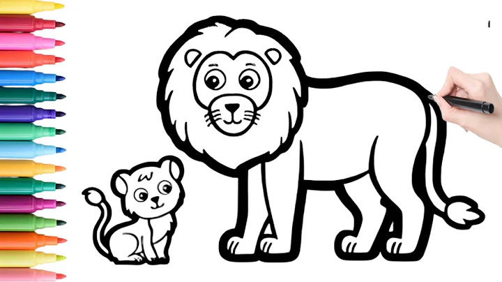 Lion Drawing, Painting and Coloring for Kids & Toddlers  Drawing Basics #219