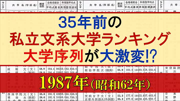 1987年 35年前の私立文系大学偏差値ランキング 早慶MARCH関関同立 