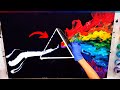 HUGE Canvas - PINK FLOYD Pour 😱 NEW Tool for 3D Effect in Fluid Painting ~ Rainbow Acrylic Pouring