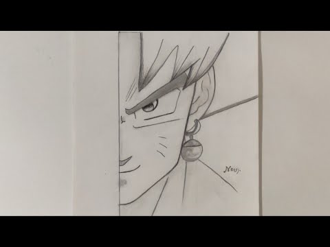 رسم نصف وجه غوكو من انمي دراغون بول
