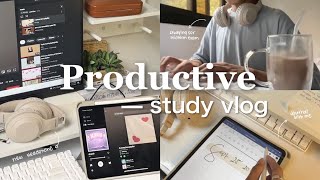 productive study vlog 🍃 | preparing for midterm exams, rockspace headphone unboxing, journal w/ me