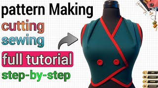 How to make this collar and bodice in 3 steps | Pattern making, cutting, sewing + fit
