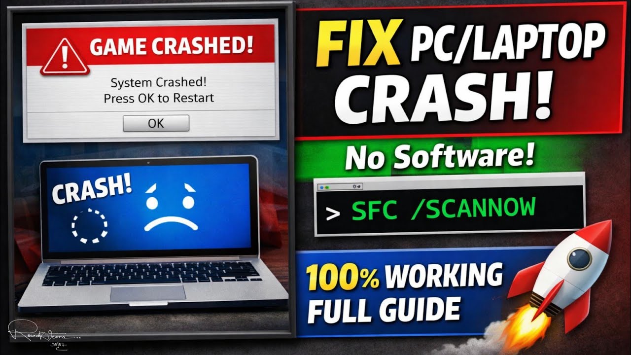 Game Crash Fix 🔥 PC/Laptop Crash Problem Solve (No Software) | 100% ...