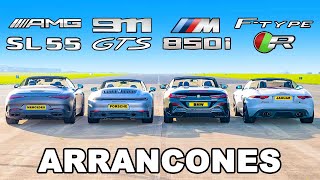 Nuevo AMG SL 55 vs Porsche 911 GTS vs BMW M850i vs Jag F-Type R: ARRANCONES