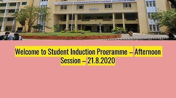 Student Induction Programme - Afternoon Session - Day 3 - 21.8.2020