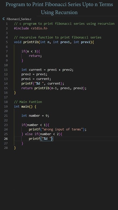 Program to Print Fibonacci Series Upto n Terms Using Recursion # ...
