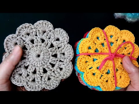 [나무사랑]왕초보  너무 쉽고 예쁜 티코스터 뜨기/ crochet tea coaster