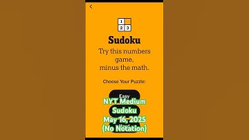 NYT Medium Sudoku [May 16, 2025] | Solved Without Notation #shorts #sudoku