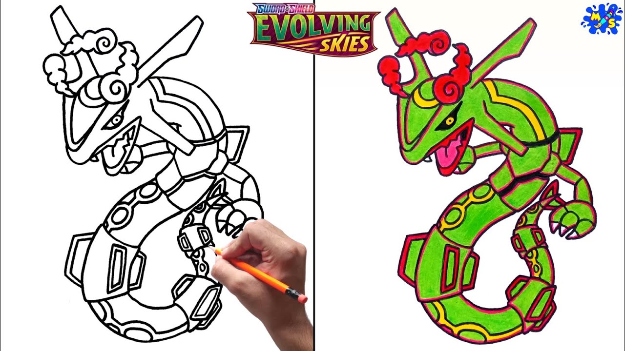 How to Draw Rayquaza VMAX || Pokemon Sword and Shield Evolving ...