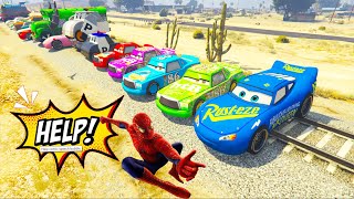 Can Spiderman Stop The Train GTA V  Monster McQueen Truck?