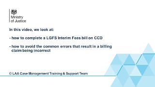 LGFS Interim Fees CCD Claim Creation
