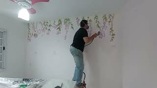 Montando o quarto da Larissa/ Pintura/Jardim das borboletas .